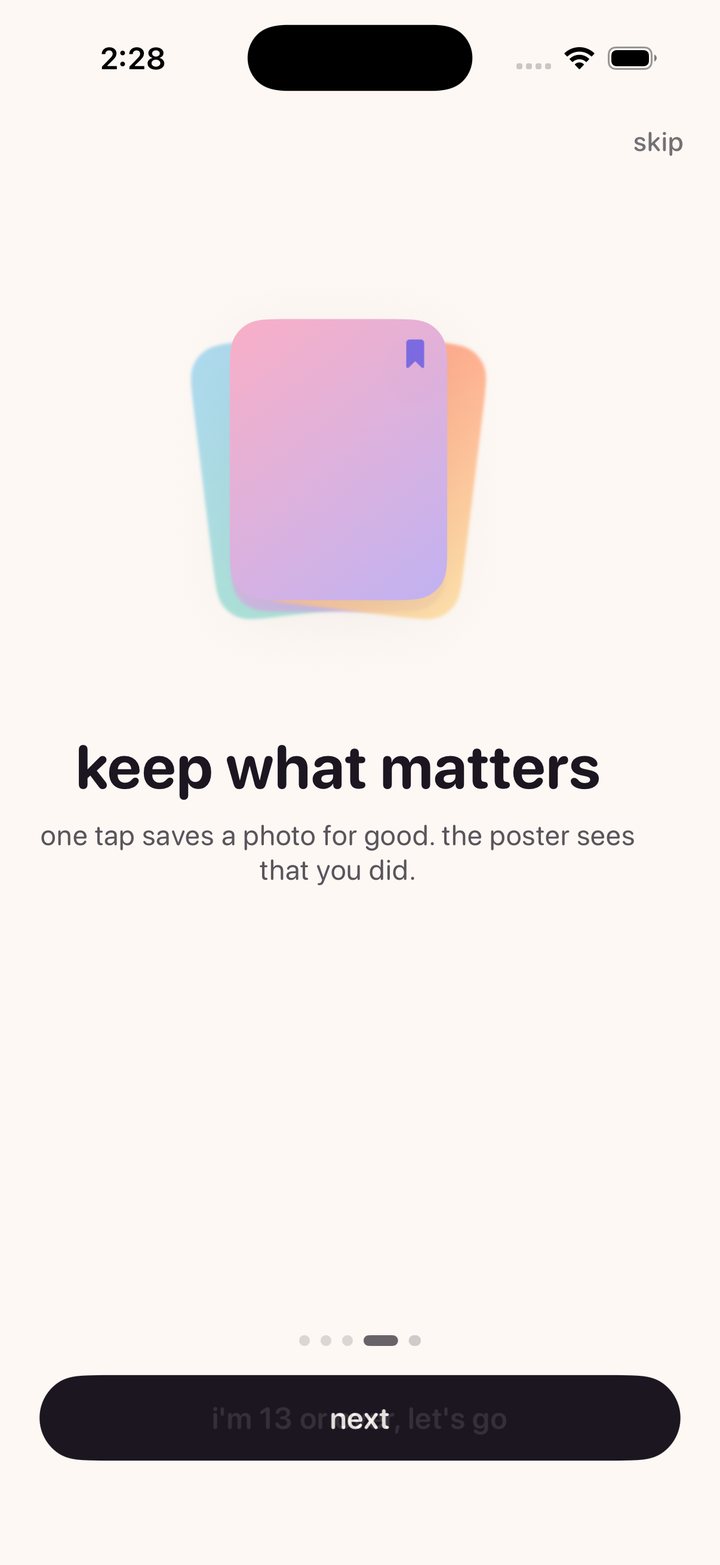 Onboarding screen reading keep what matters