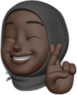 Rabiat, smiling with her fingers crossed